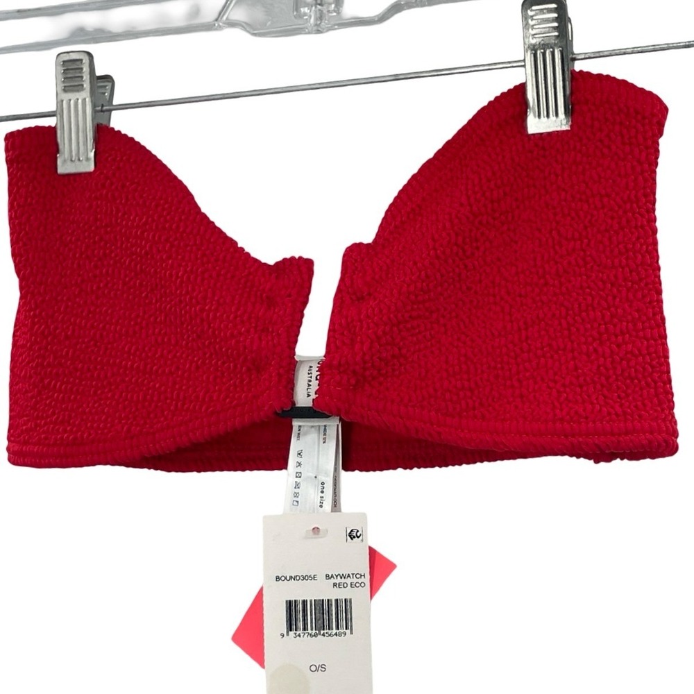 Bond-Eye Women's Bikini Top Baywatch Red Eco Crinkle One Size NWT